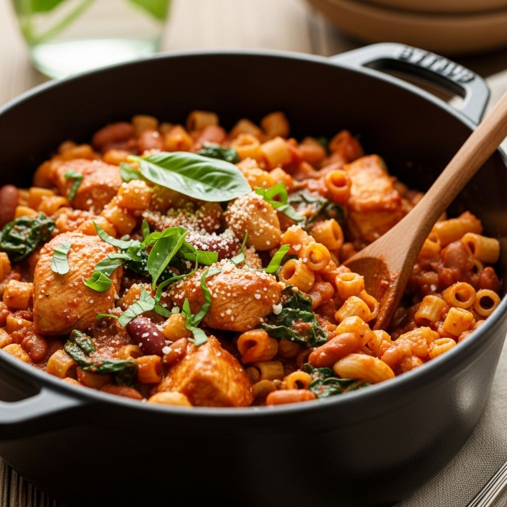 A warm bowl that blends beans, fresh vegetables, and tender meat for comforting flavor.