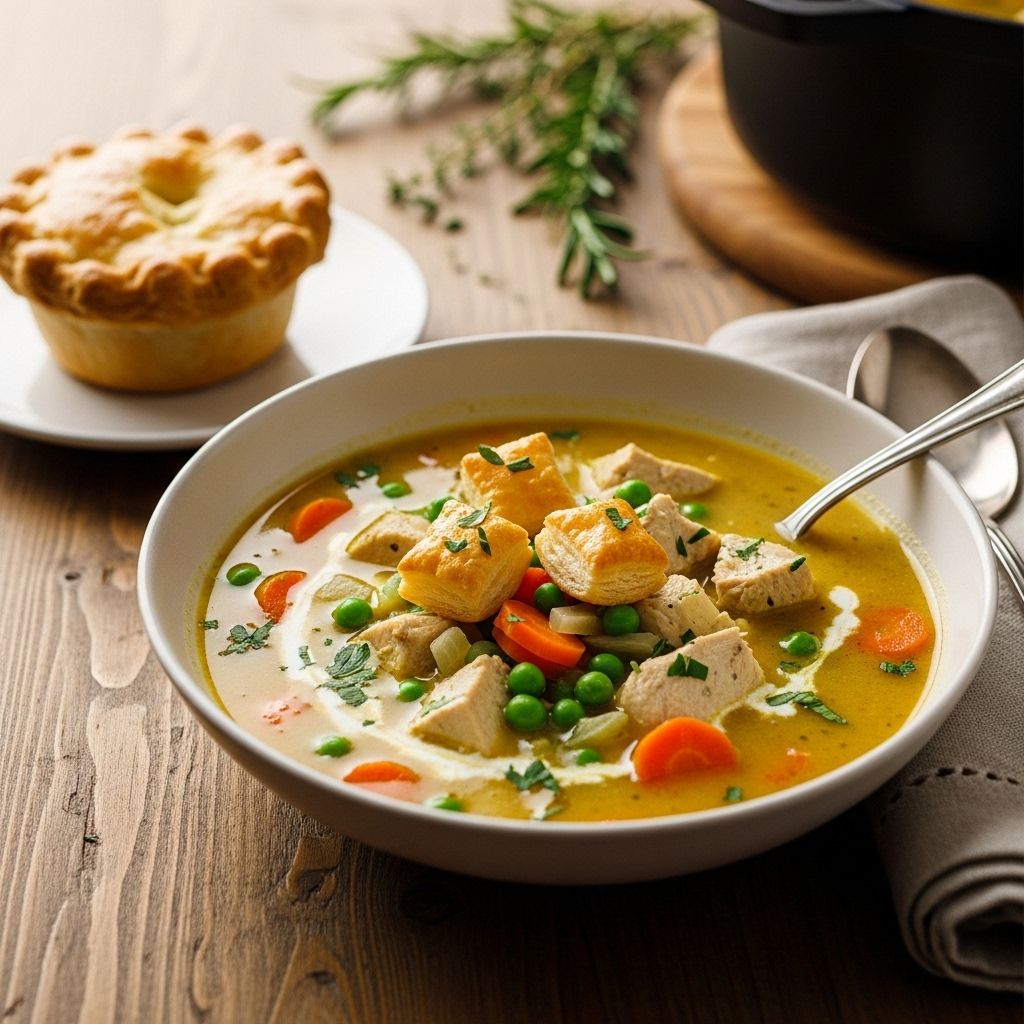 Tender vegetables and savory broth meet crispy cheddar shards for an indulgent meal.