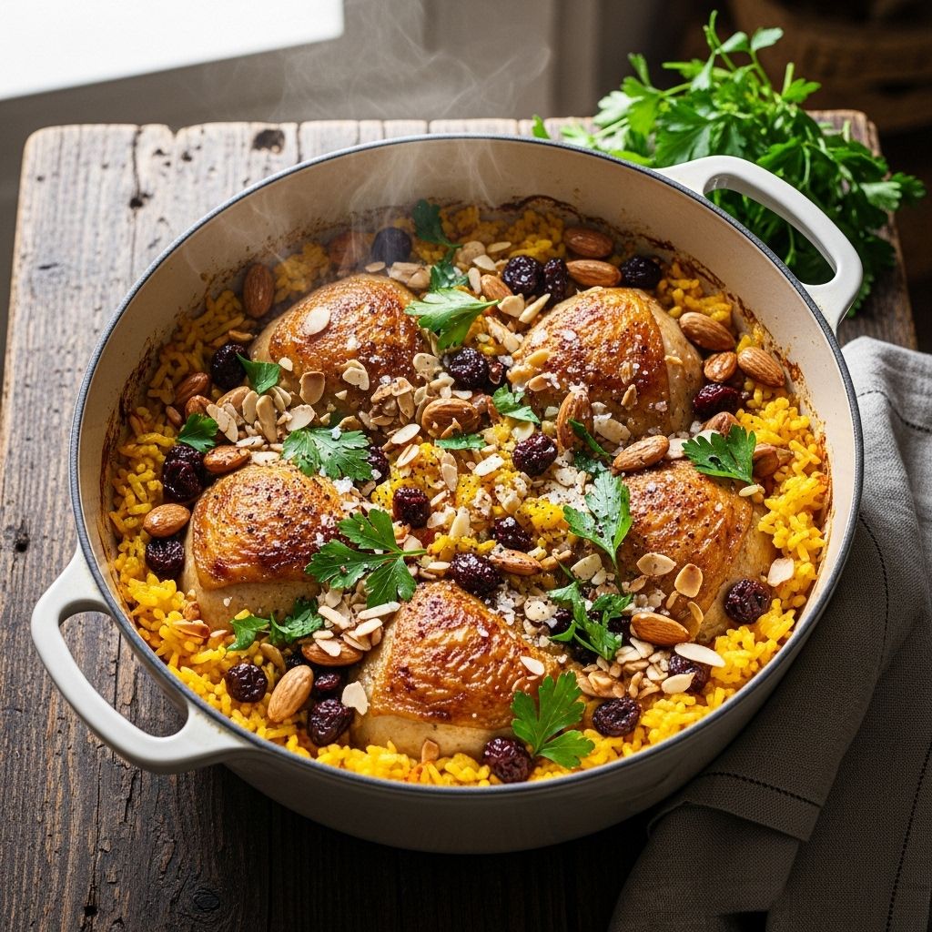 A cozy fusion of North African spices and sweet-tart fruit for a no-fuss family feast.