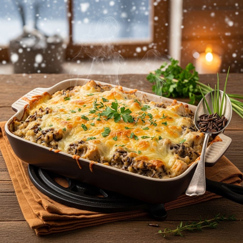 A savory blend of tender protein, nutty grains, and crunchy topping for ultimate comfort.