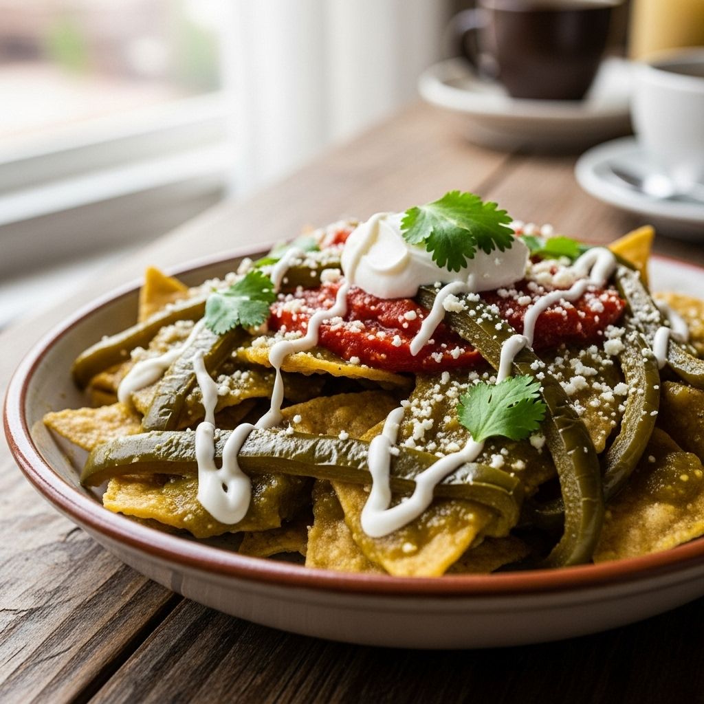 A fusion of smoky poblano and tangy salsa brings crisp tortilla strips to life.