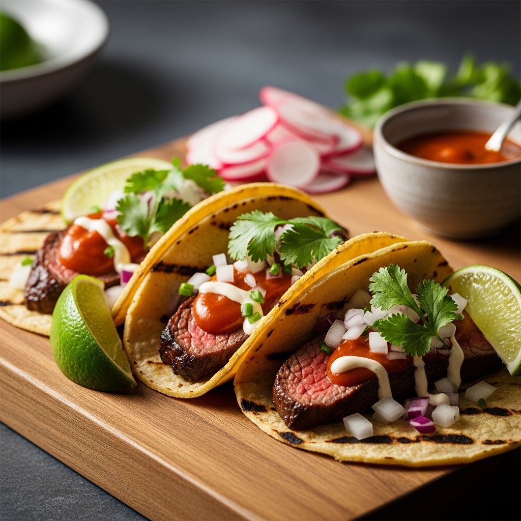 Smoky grilled steak paired with fresh toppings makes every taco night unforgettable.