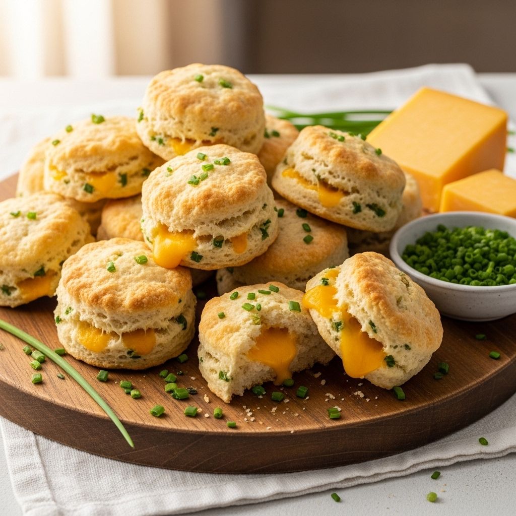 A fuss-free recipe that yields fluffy, cheesy biscuits accented by fresh chive flavor.