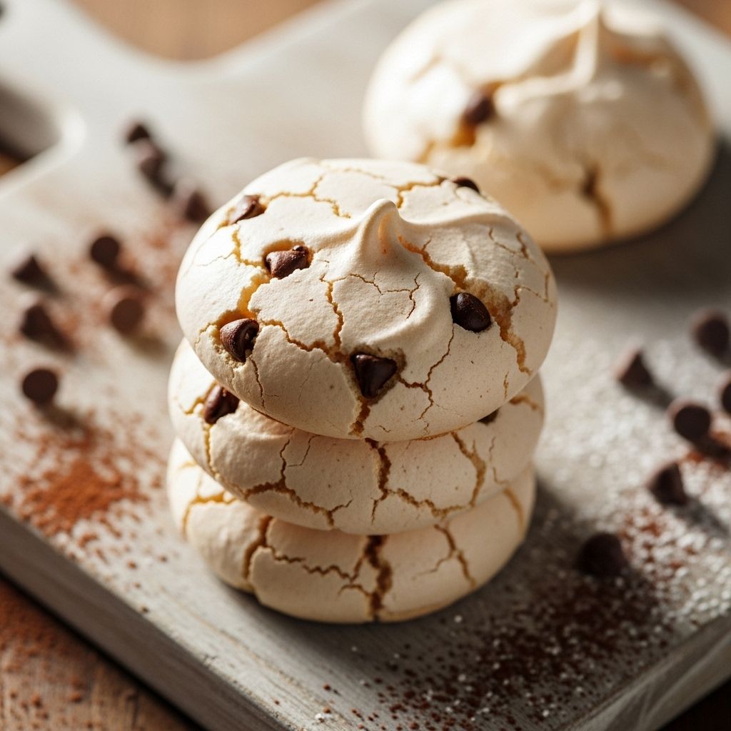 Crisp shells give way to tender meringue studded with melted chocolate for pure delight.