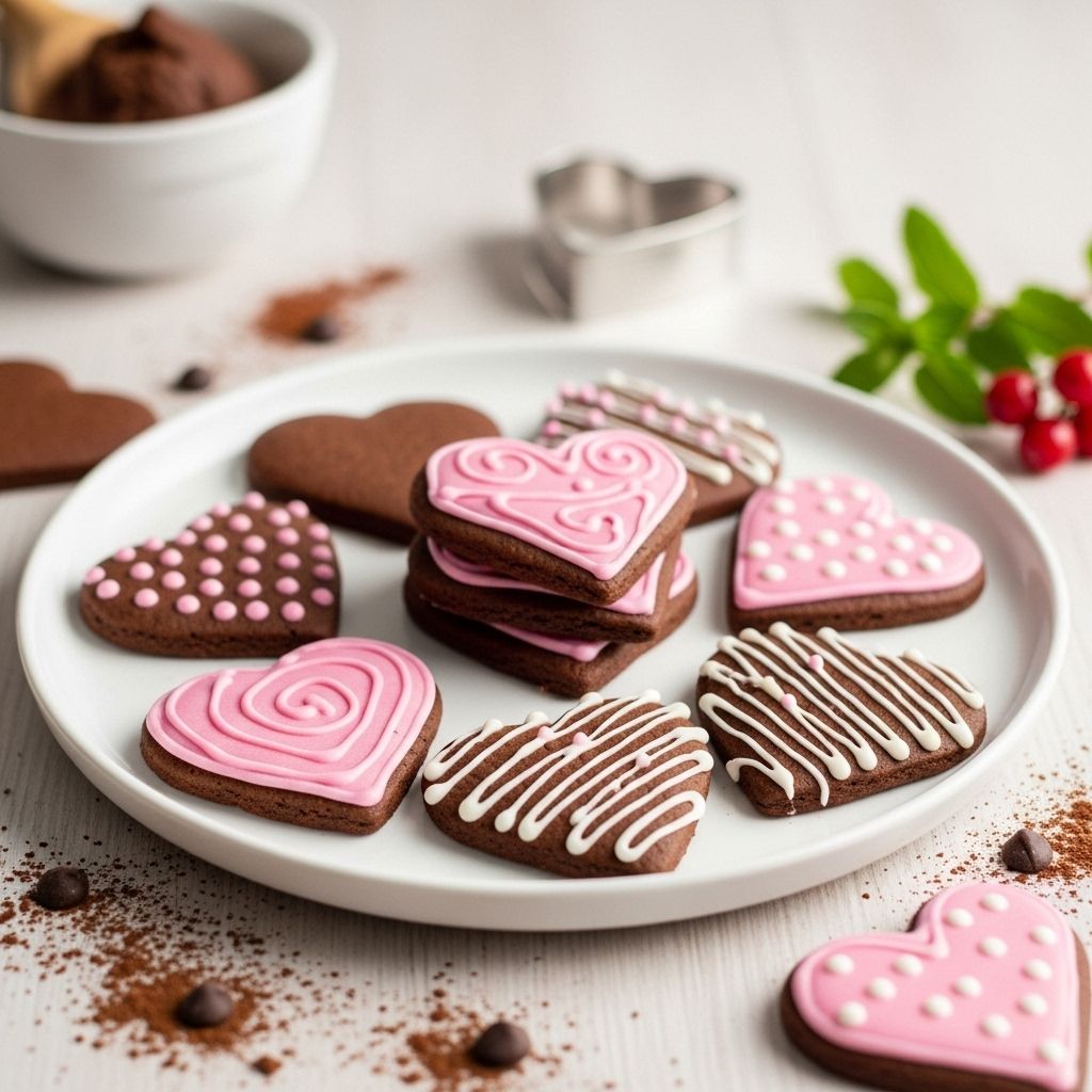 Chocolate Valentines: Crafting Heartfelt Cookies for Your Sweetest Day Personalize every heart-shaped treat with custom messages, vibrant stenciling, or whimsical color accents.