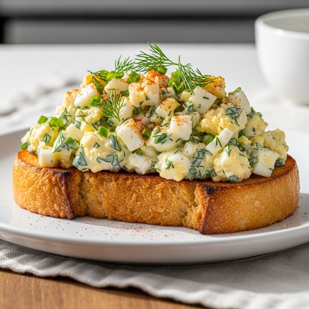Discover a modern spin on classic egg salad with this high-protein, flavor-packed toast—perfect for breakfast, lunch, or anytime snacking.
