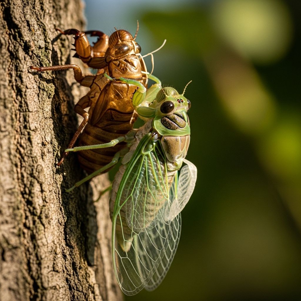 Shell casts reveal each insect’s perilous journey from nymph to vulnerable winged adult.