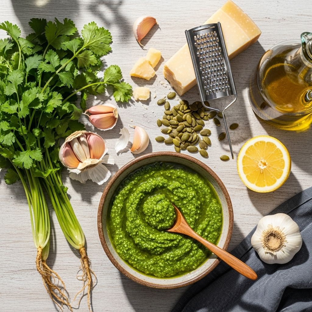 Cilantro Pesto: A Fresh Twist on a Classic Sauce A zesty herb sauce that transforms pastas, proteins, and veggies with bold, fresh flavor.