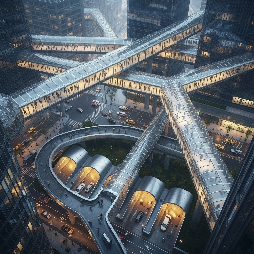Cities With Tunnels and Skywalks: Urban Pathways for Weather Protection Exploring the hidden network of tunnels and elevated walkways that allow urban dwellers to navigate cities comfortably—rain, snow, or sun.