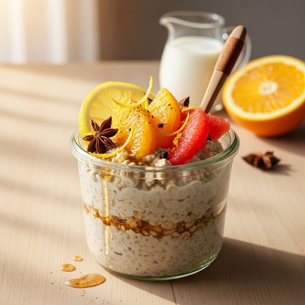 Wake up to a refreshing, spiced citrus overnight oats breakfast—a make-ahead meal packed with vibrant flavors, creamy textures, and nutrition.