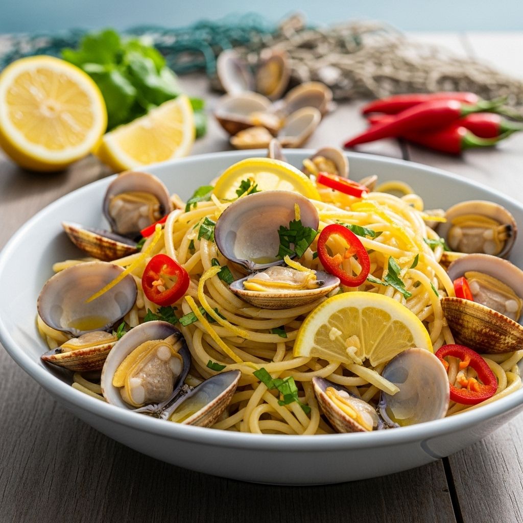 Bright citrus, spicy chile, and sweet clams make this spaghetti an unforgettable and easy seafood pasta for any night of the week.