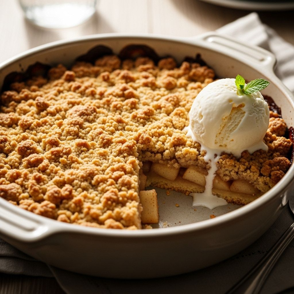 A cozy fall treat that combines tart apples with a buttery, crunchy oat topping.
