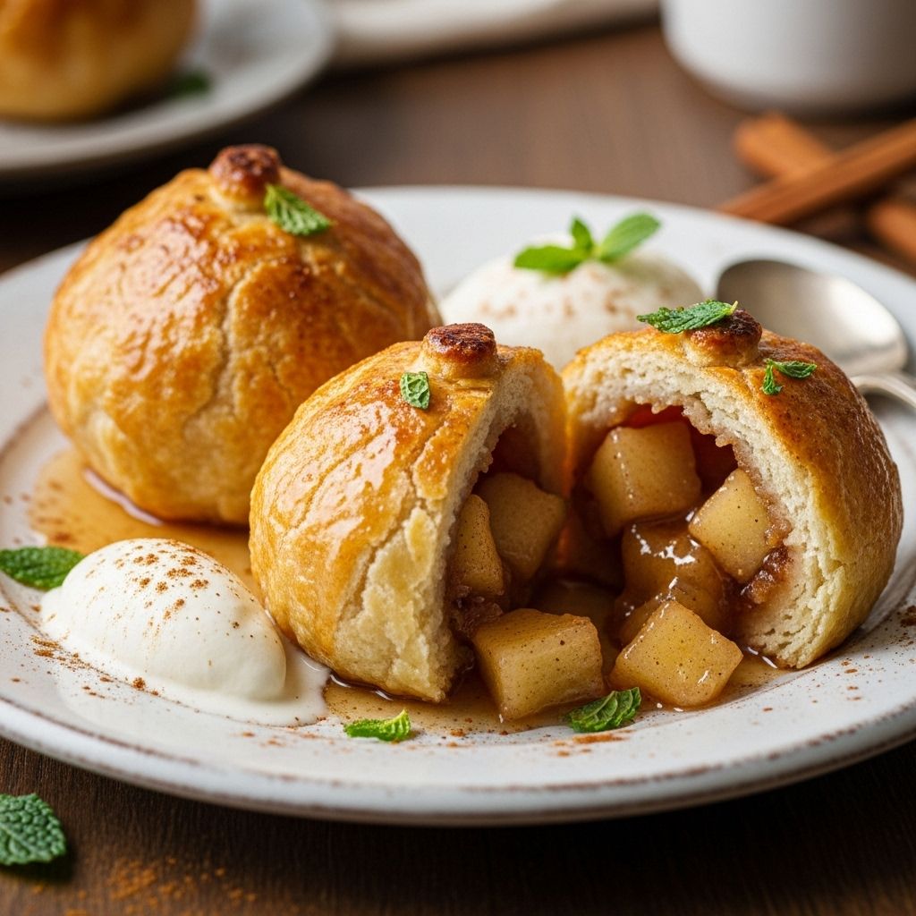 Buttery pastry envelopes tender apples in a rich cinnamon-sugar sauce for comfort.