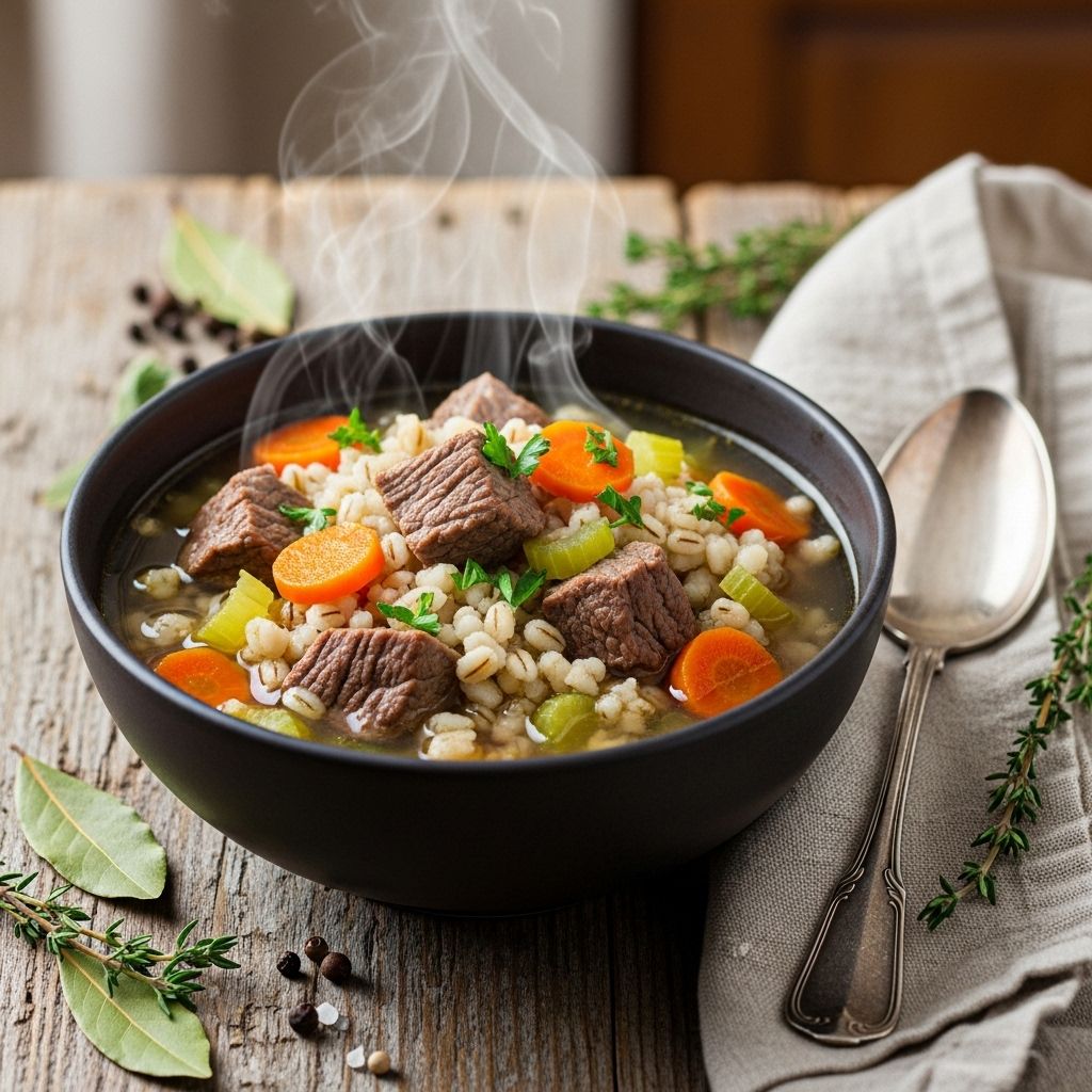Tender meat and nutty grains simmer in rich broth for a soul-soothing meal.