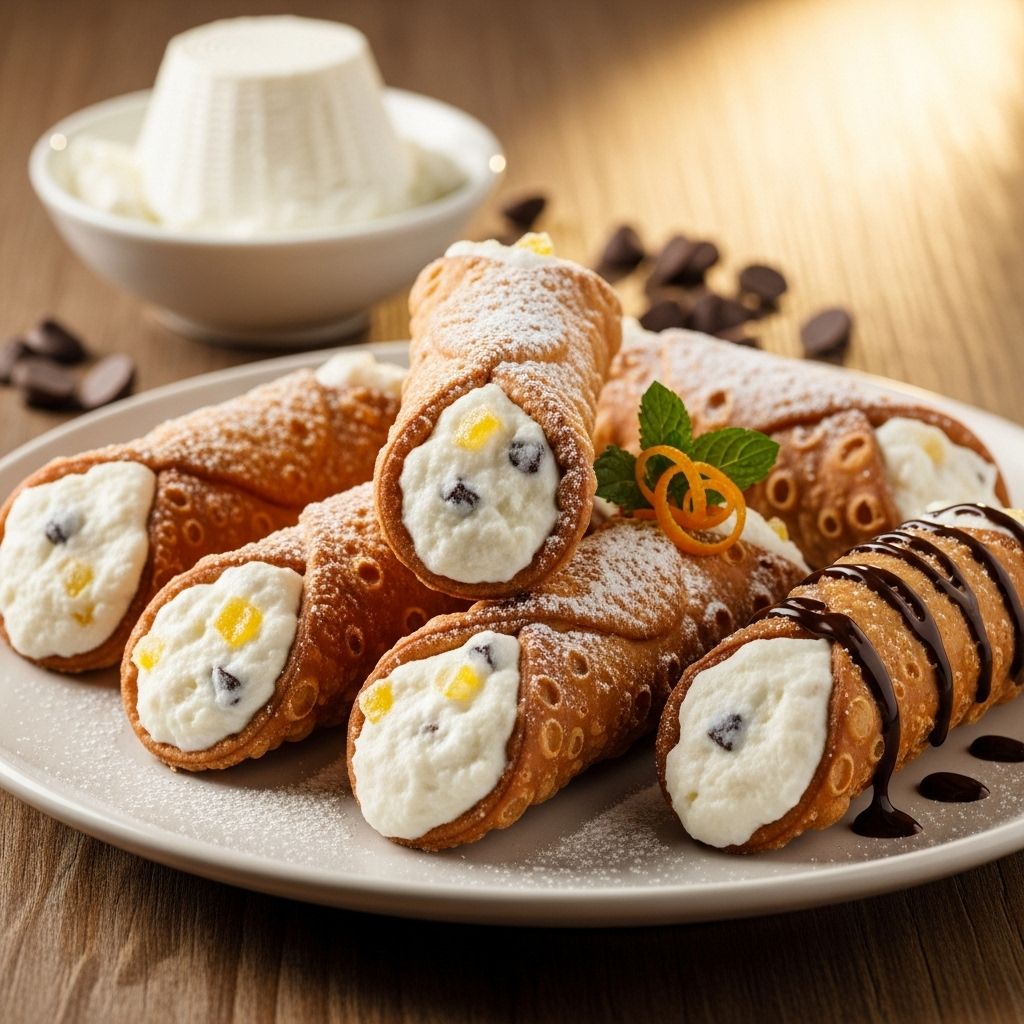 Classic Cannoli Recipe: Authentic Italian Dessert with Luscious Ricotta Filling A velvety ricotta filling coats golden fried shells for an indulgent homemade dessert.