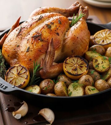 Roasted thighs and tender potatoes come together in a vibrant, low-effort meal solution.