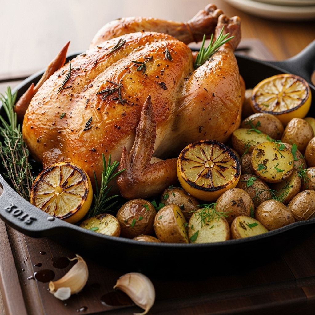 Roasted thighs and tender potatoes come together in a vibrant, low-effort meal solution.