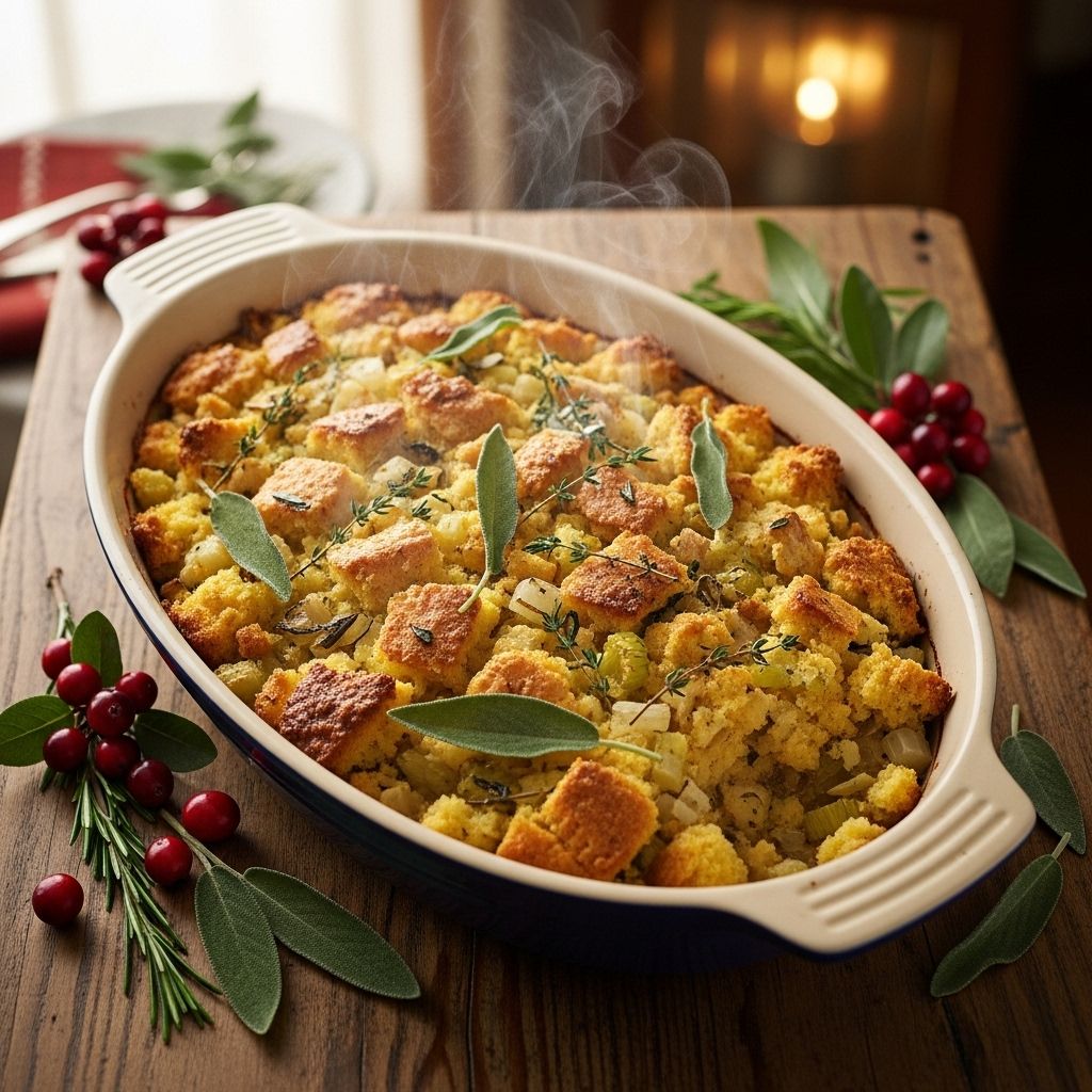 Elevate your festive dinner with a moist, herb-infused side that wins hearts every time.