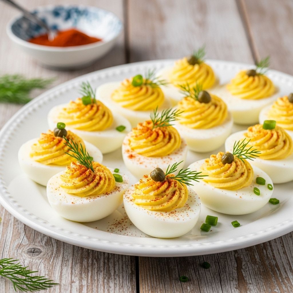 Zesty yolk filling and creative garnishes make every serving a standout treat.
