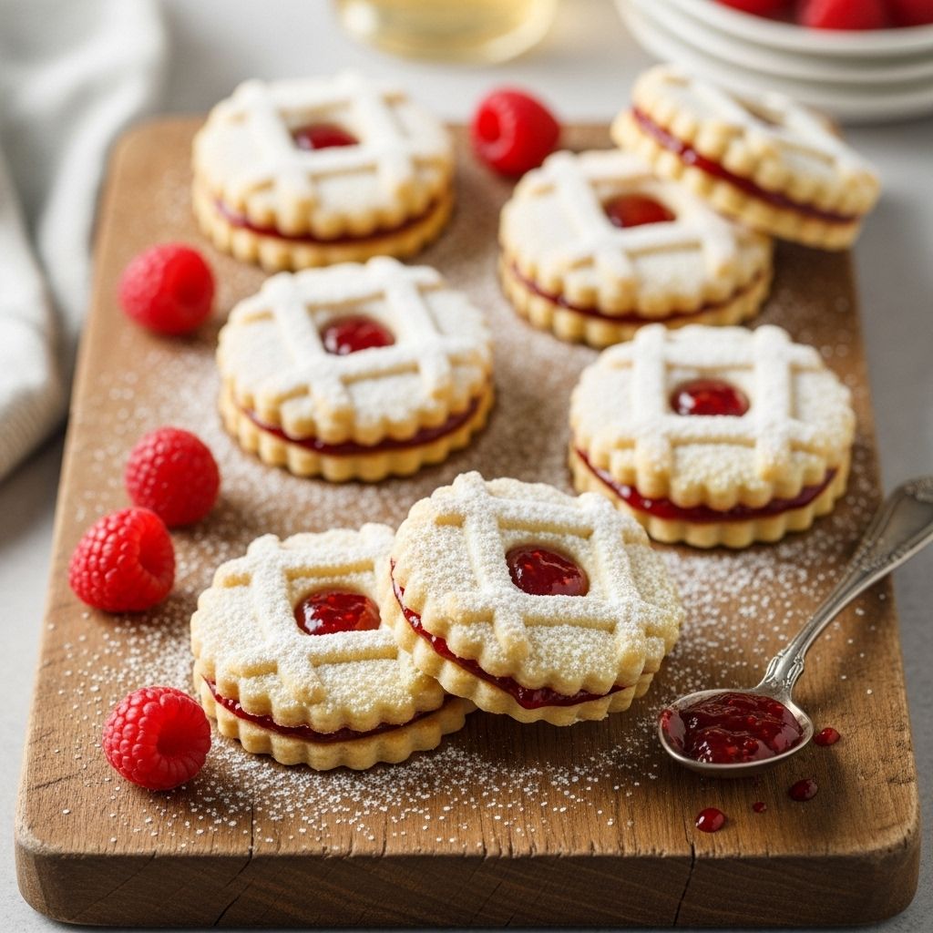 Crisp almond dough, a touch of citrus zest, and vibrant preserves elevate every bite.