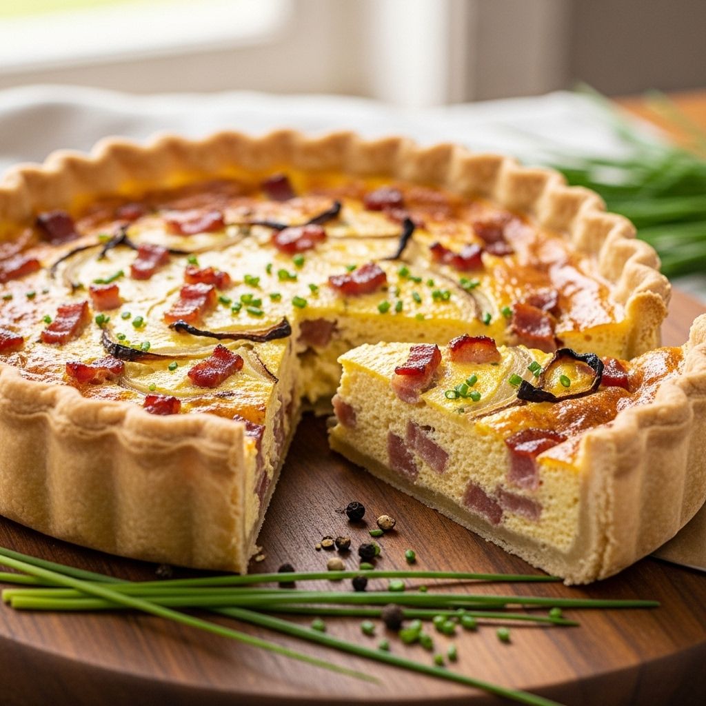 Precise techniques deliver a crisp pastry base and rich custard for elevated brunch fare.