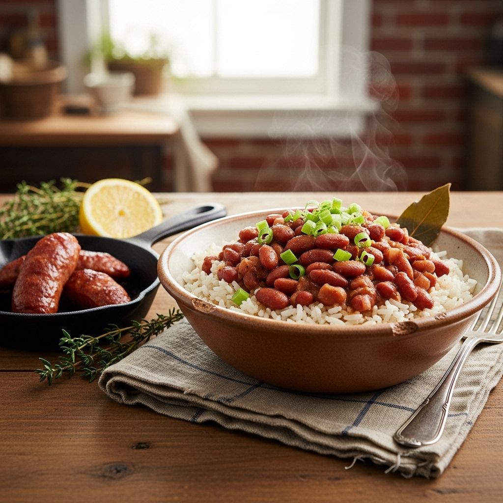 Smoky sausage and spices infuse every spoonful with rich, homestyle flavor.