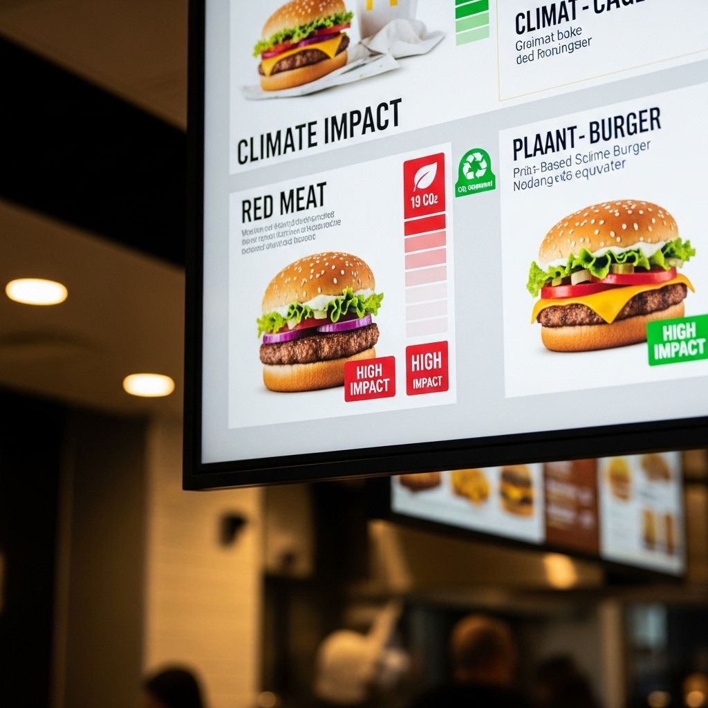 Explore how climate impact labels on fast food menus can shape consumer choices and promote more sustainable eating habits.