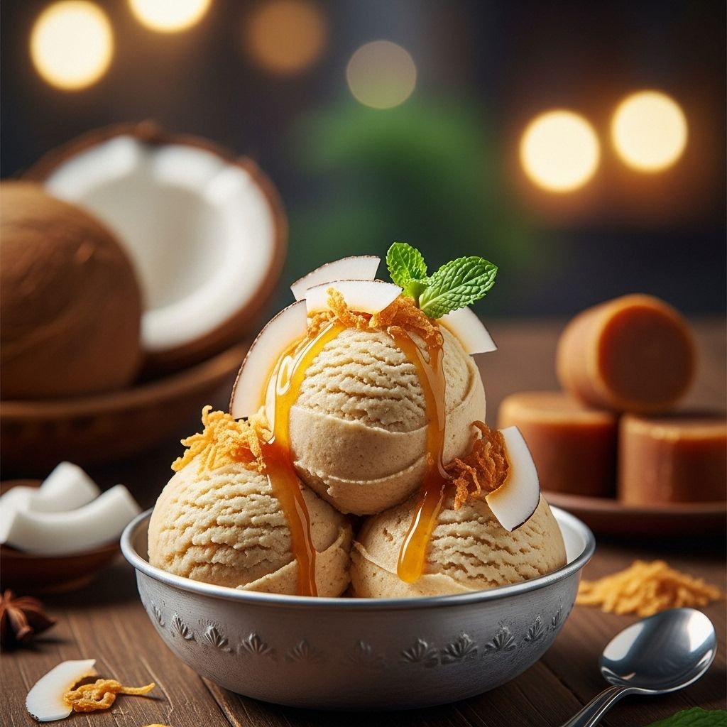 Silky, plant-based dessert with rich caramel undertones that brings market-stall charm.