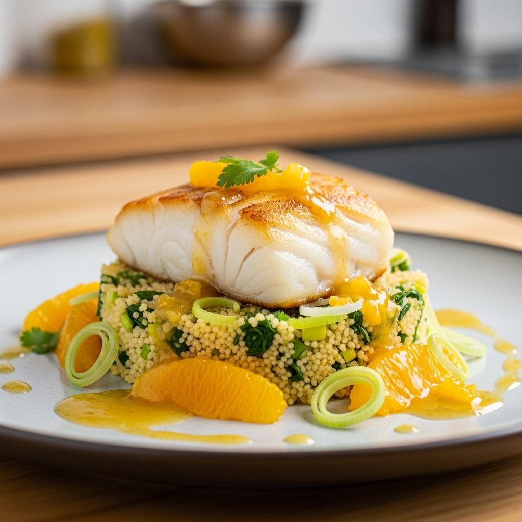 Bright flavors and healthy ingredients come together for an easy, delicious cod and couscous meal ready in just 30 minutes.