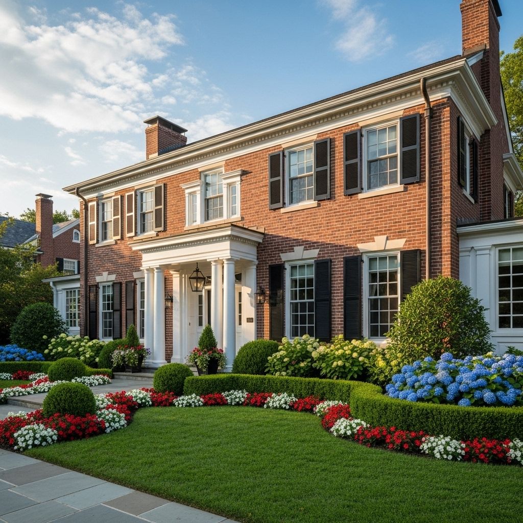 Balanced gardens, classic fixtures, and bold accents bring historic charm to every facade.