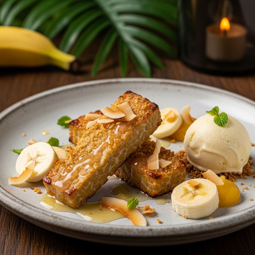 Experience the flavor of the tropics in a nourishing dessert with protein-packed tempeh, banana, coconut, and lime.