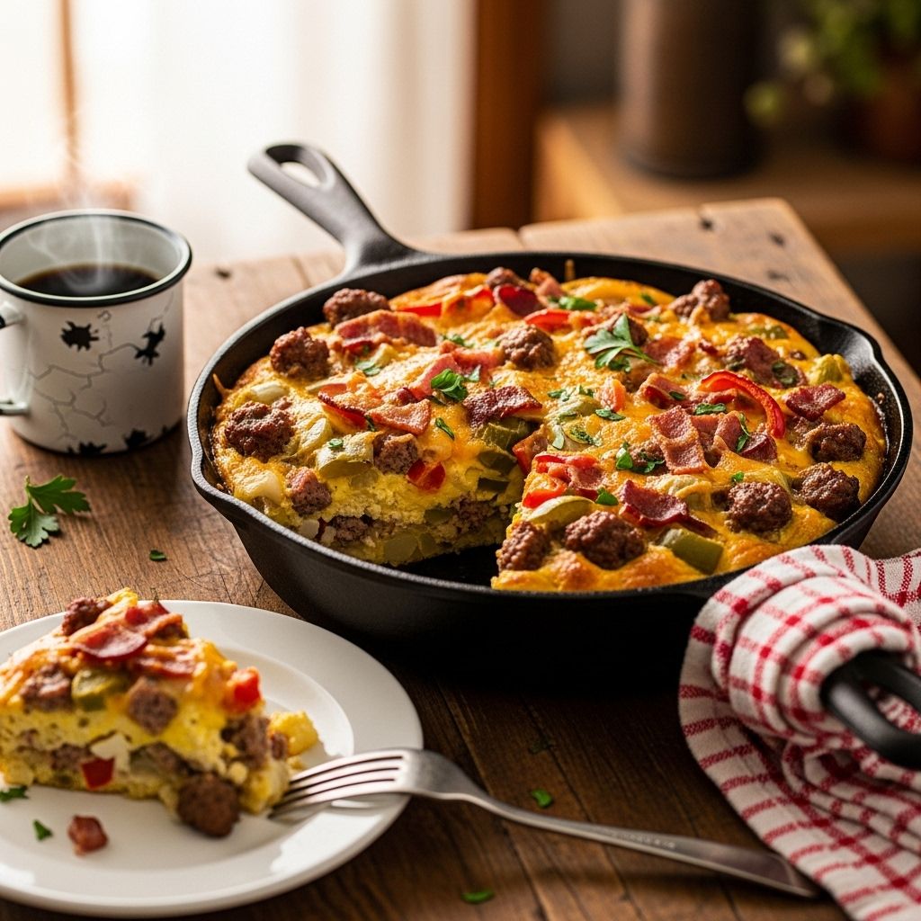 Savory layers of meat, eggs, and potatoes come together for easy, crowd-pleasing mornings.