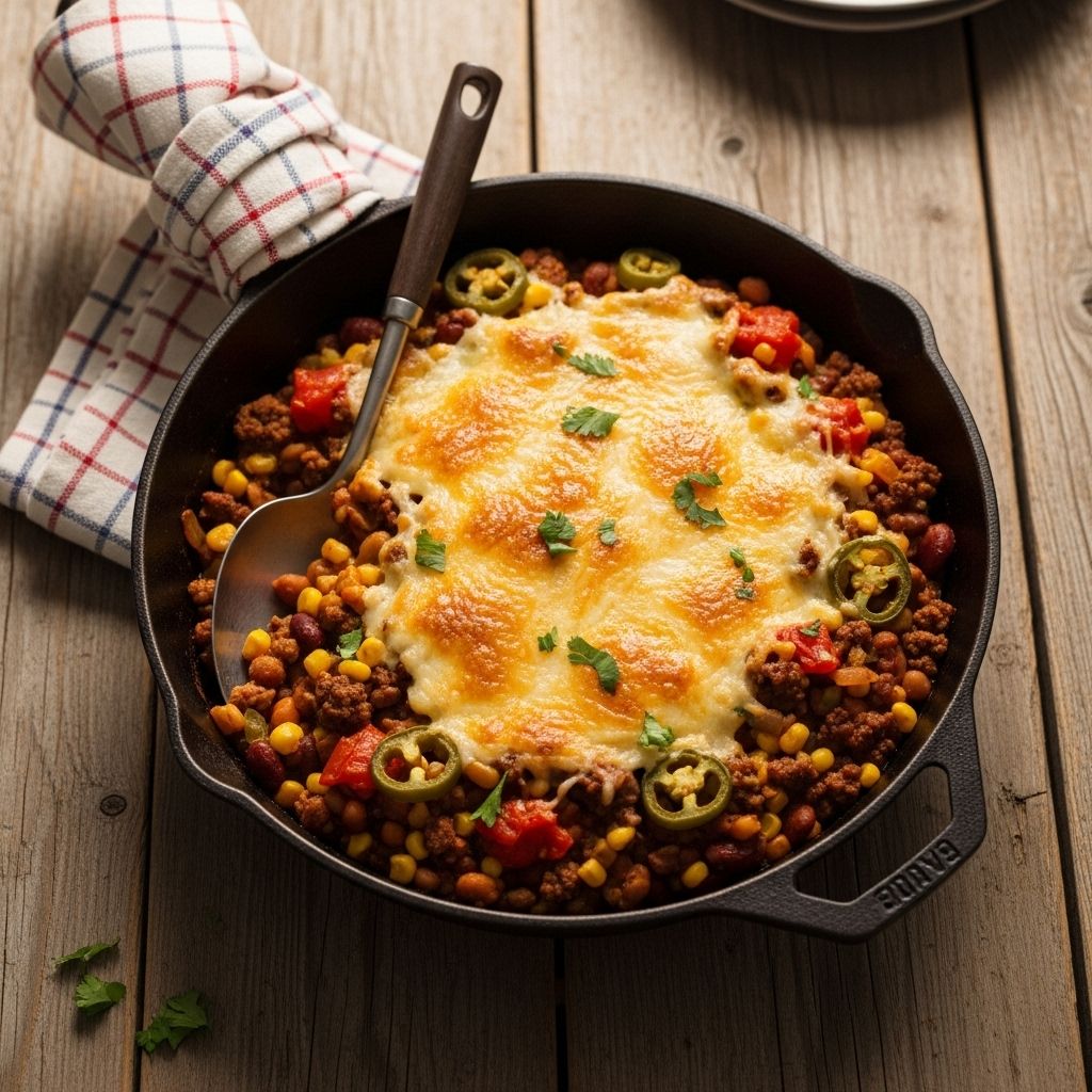 A family-friendly crowd-pleaser that combines crispy tots, creamy beef, and melty cheese.