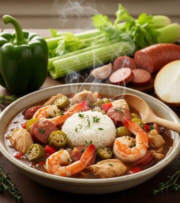 Smoky roux, rich sausage, and fresh seafood combine in this slow-simmered stew.