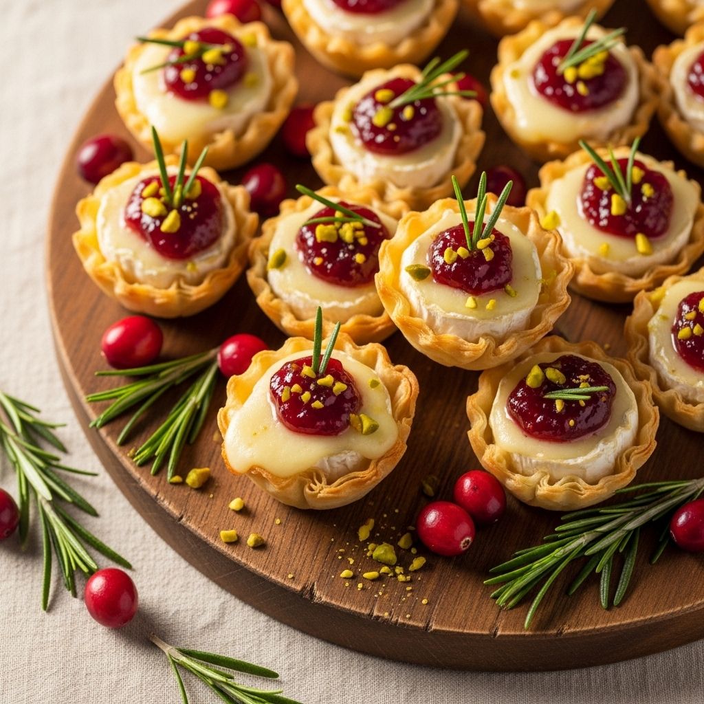 Pastry cups of melted cheese and tart fruit deliver an elegant bite for gatherings.