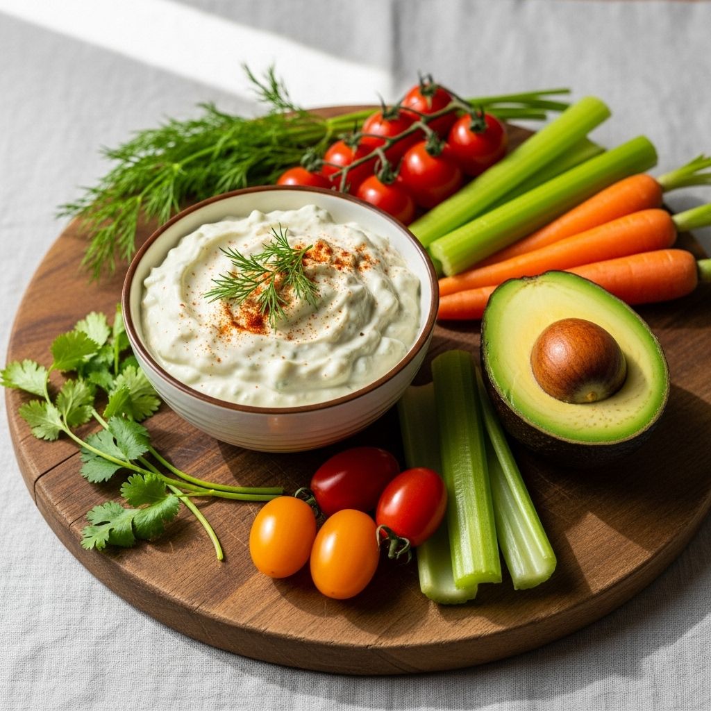 Creamy Avocado Ranch Dip: A Fresh Take on Party Favorites Heart-healthy fats and fresh herbs unite for a silky, flavor-packed snack enhancer.