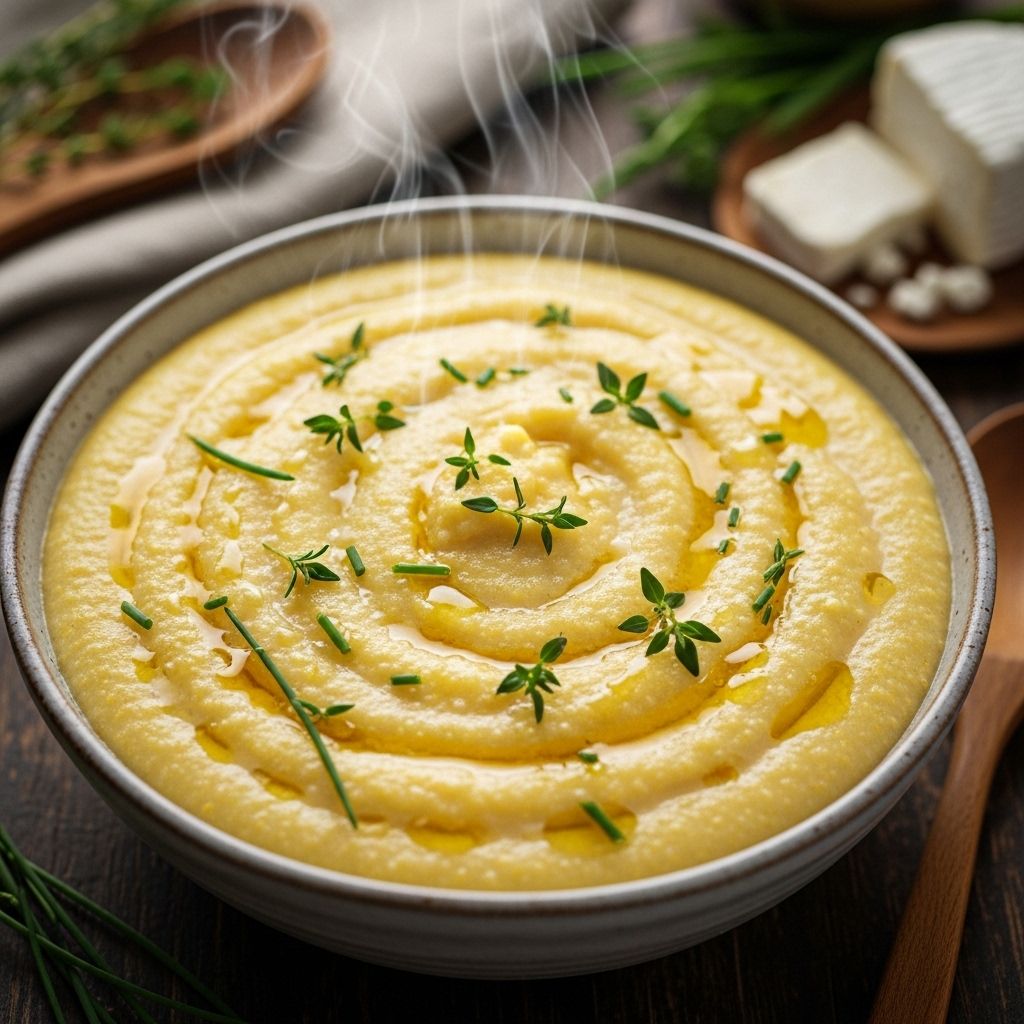 Creamy Goat Cheese Polenta: Comfort Food at Its Best A rustic side dish elevated by tangy flavor and golden cornmeal for dinner party flair.