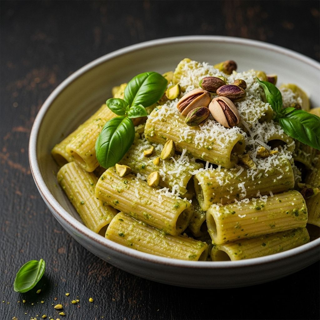 Discover a bright, satisfying pasta with homemade pistachio pesto—nutty, aromatic, and weeknight-easy, making dinner delectable every time.