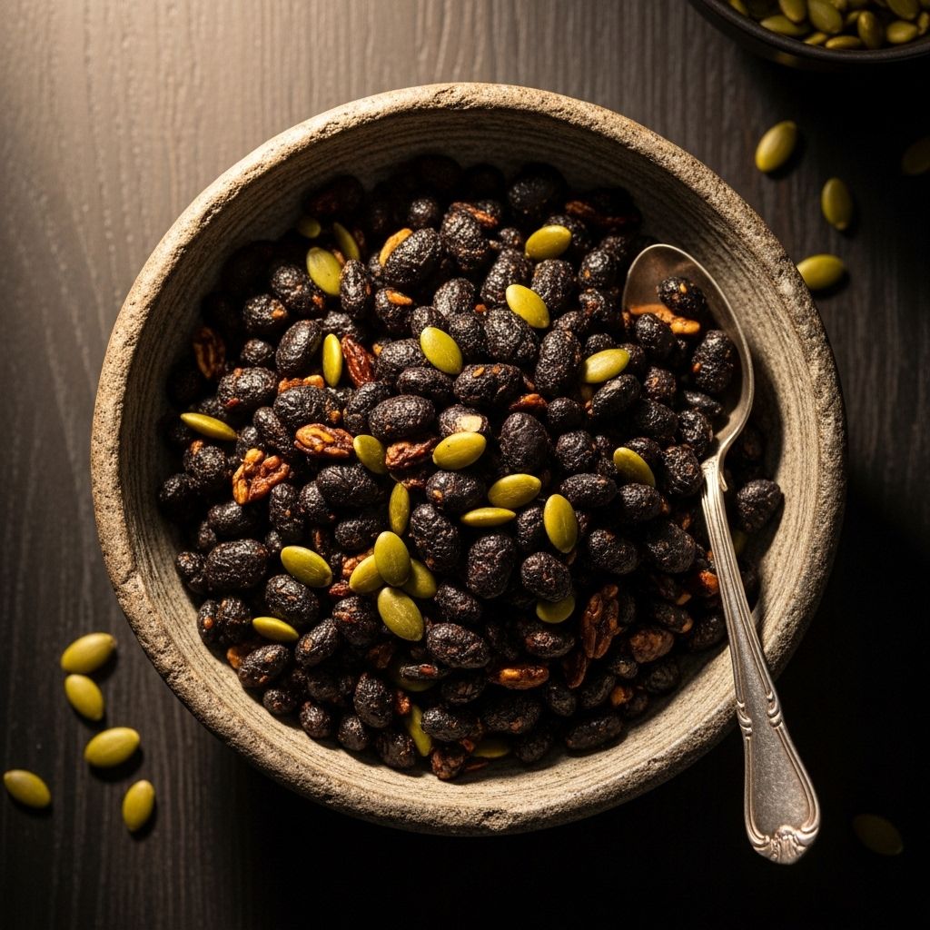 Experience plant-powered crunch with this easy, nutrient-rich crispy black beans and pepitas recipe – ideal for snacking or topping your favorite meals.