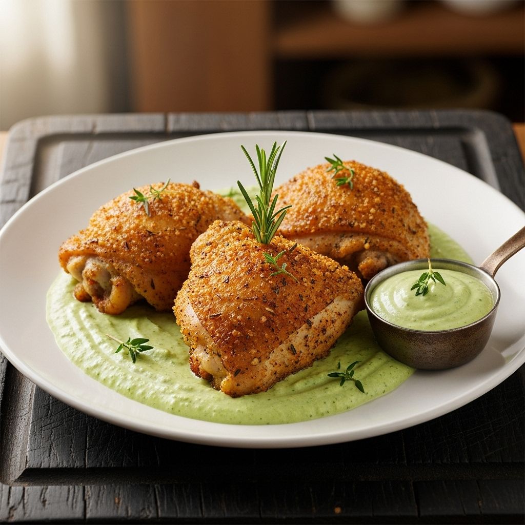 Thin cutlets breaded in ranch seasoning crisp up under a silky herb cream sauce.