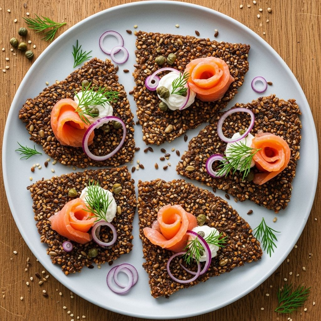 Enjoy nutty, crunchy buckwheat flatbreads with smoked salmon—a gluten-free recipe that delivers vibrant flavor and texture.