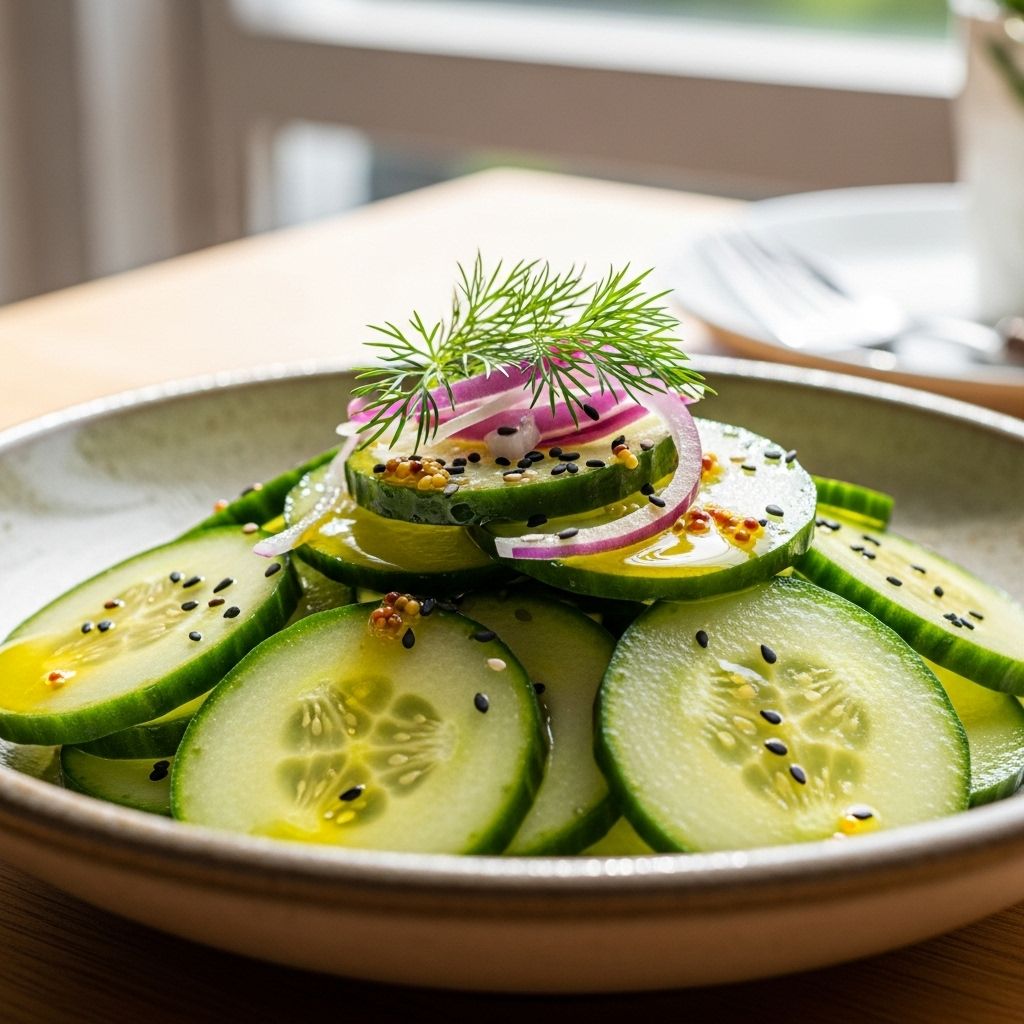 Cucumber Salad With Mustard Oil Dressing: A Refreshing Indian Summer Classic A vibrant blend of cooling crunch and aromatic spice for an unforgettable refreshment.