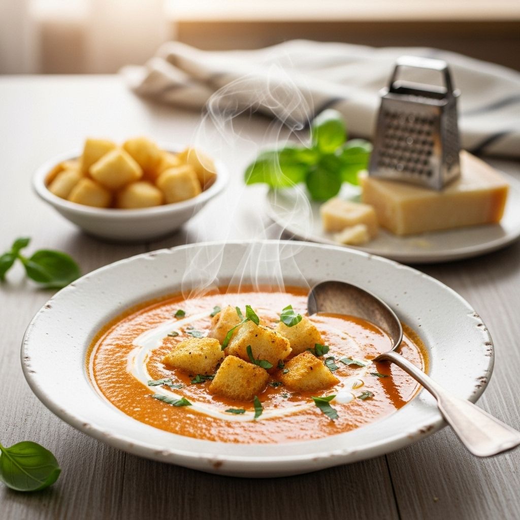 Silky richness meets crunchy cheese rounds for a comforting, heartwarming meal.
