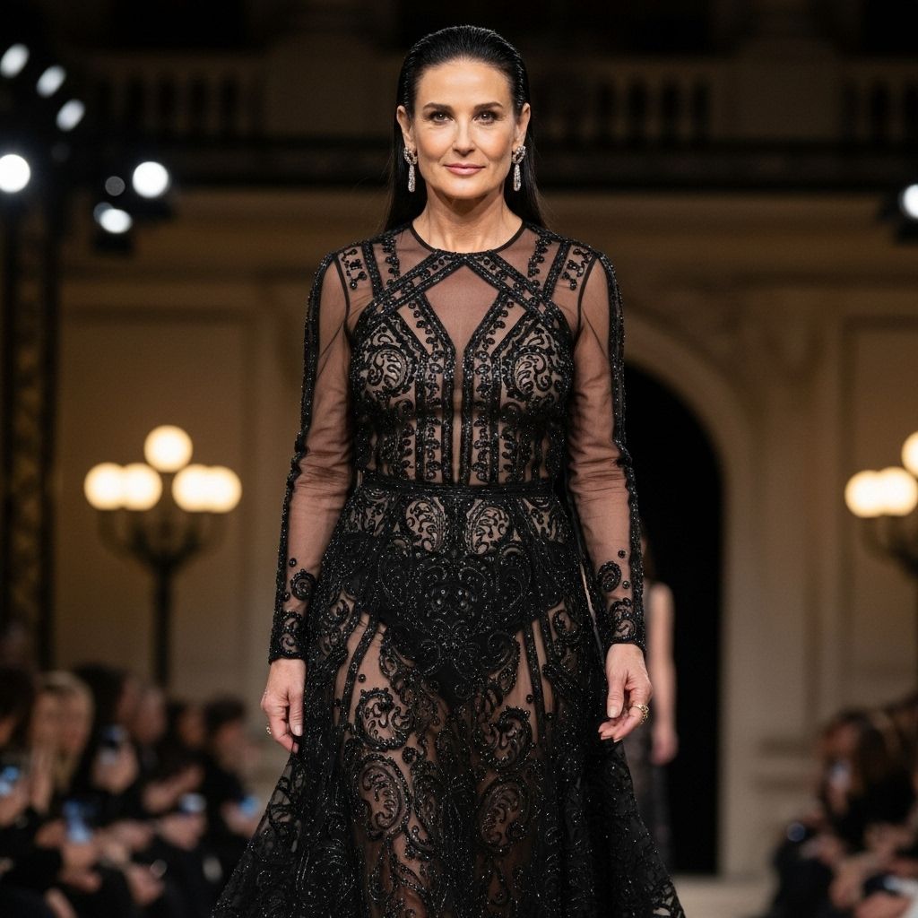 Demi Moore’s Sheer Black Dress Stuns at Paris Fashion Week Demi Moore turns heads in a stunning see-through black gown at Saint Laurent’s Paris show, championing age-defying glamour and fitness.