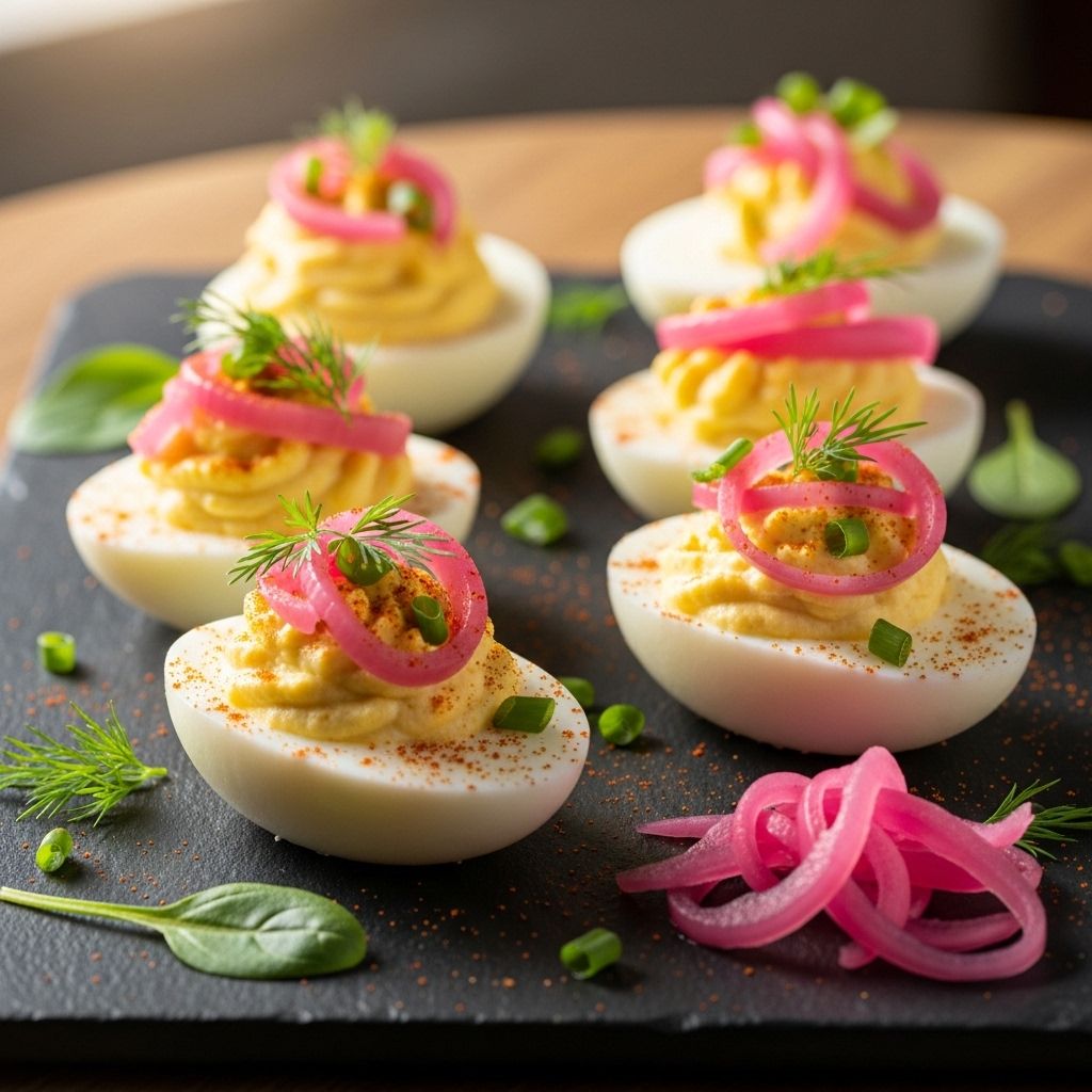 Discover how pickled shallots and fresh herbs transform classic deviled eggs into a vibrant, crowd-pleasing appetizer.