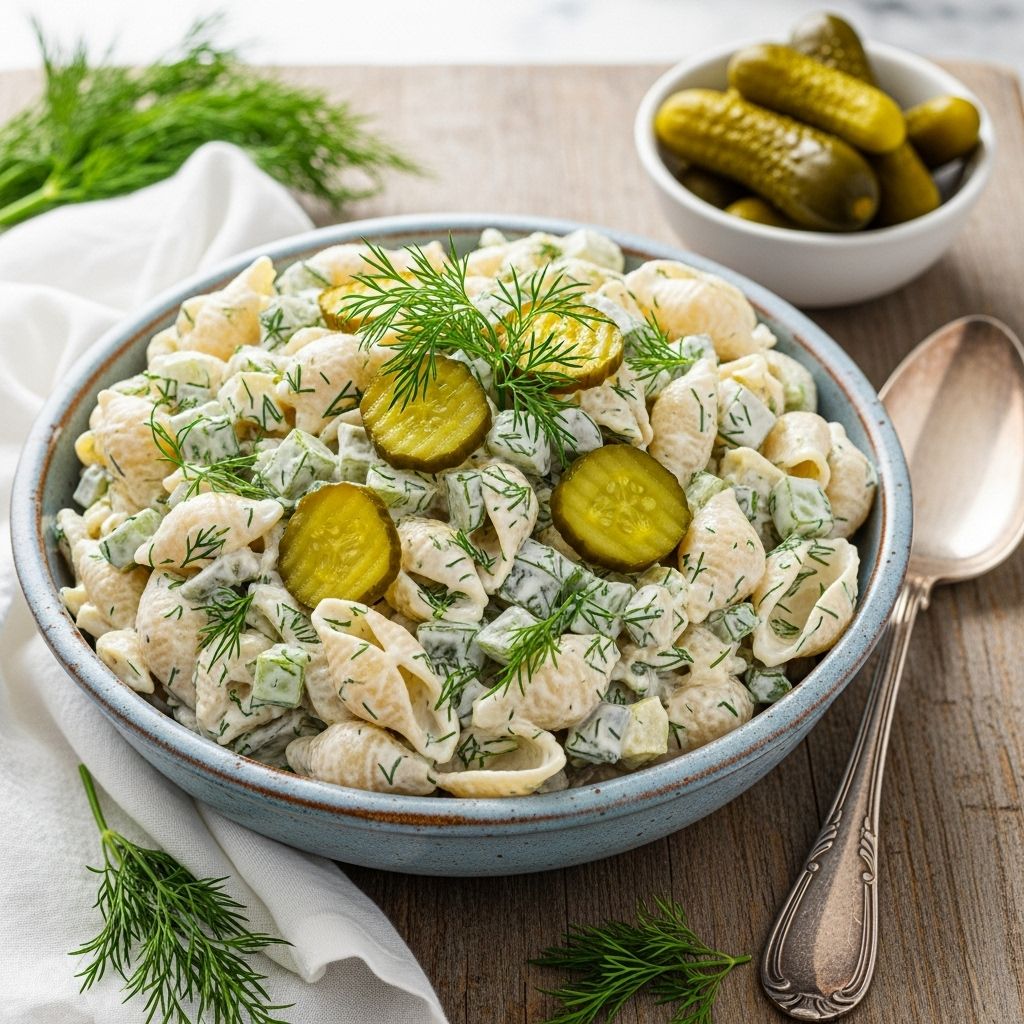 Creamy dressing and crisp pickles unite for a zesty twist on summer potlucks.