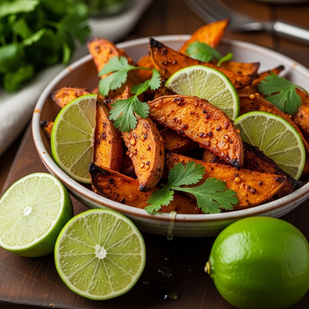 Dinner Tonight: Spicy Sweet Potatoes with Lime A simple glaze brings together chili, honey, and citrus for a truly vibrant accompaniment.