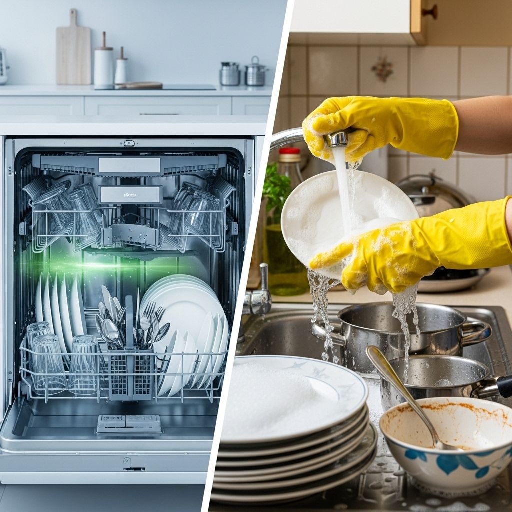 Uncover the environmental impact, efficiency, and best practices behind dishwashers and hand-washing for a more sustainable home.