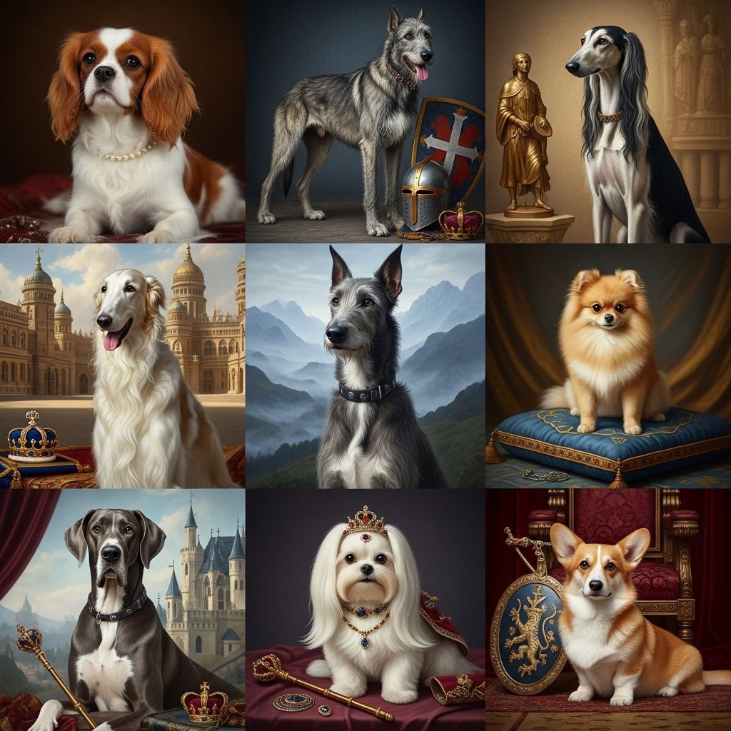 Elegance meets loyalty in companions that warmed monarchs' laps and guarded palace halls.