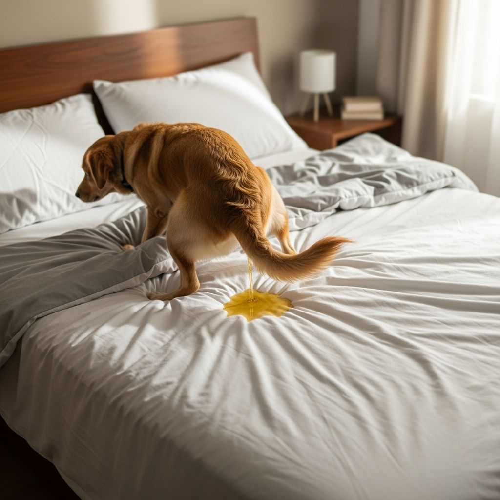 Understanding why your dog pees on the bed and how to stop this behavior safely and effectively.